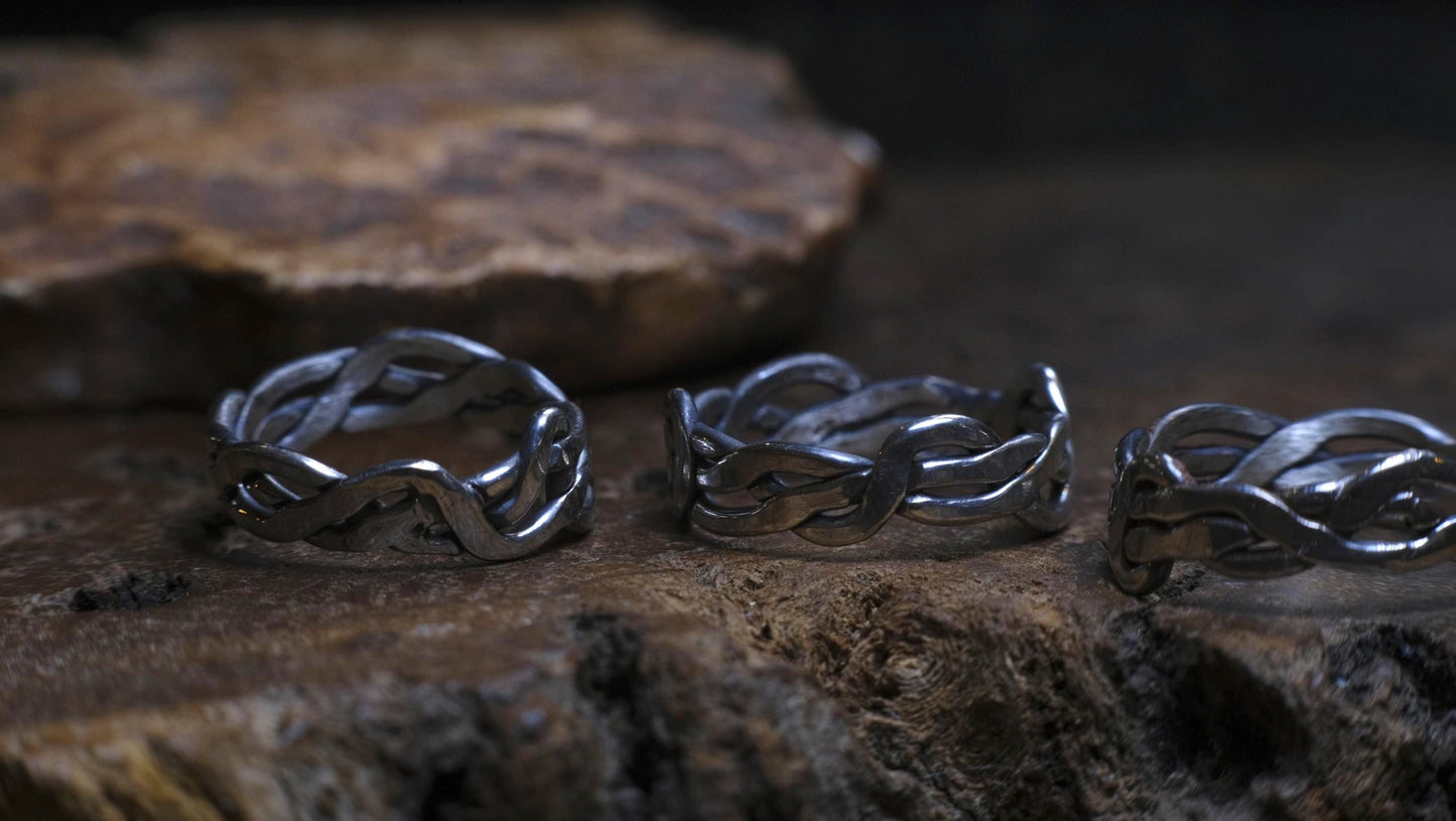 Medium Banded Sterling Silver Woven Rings Made to Size