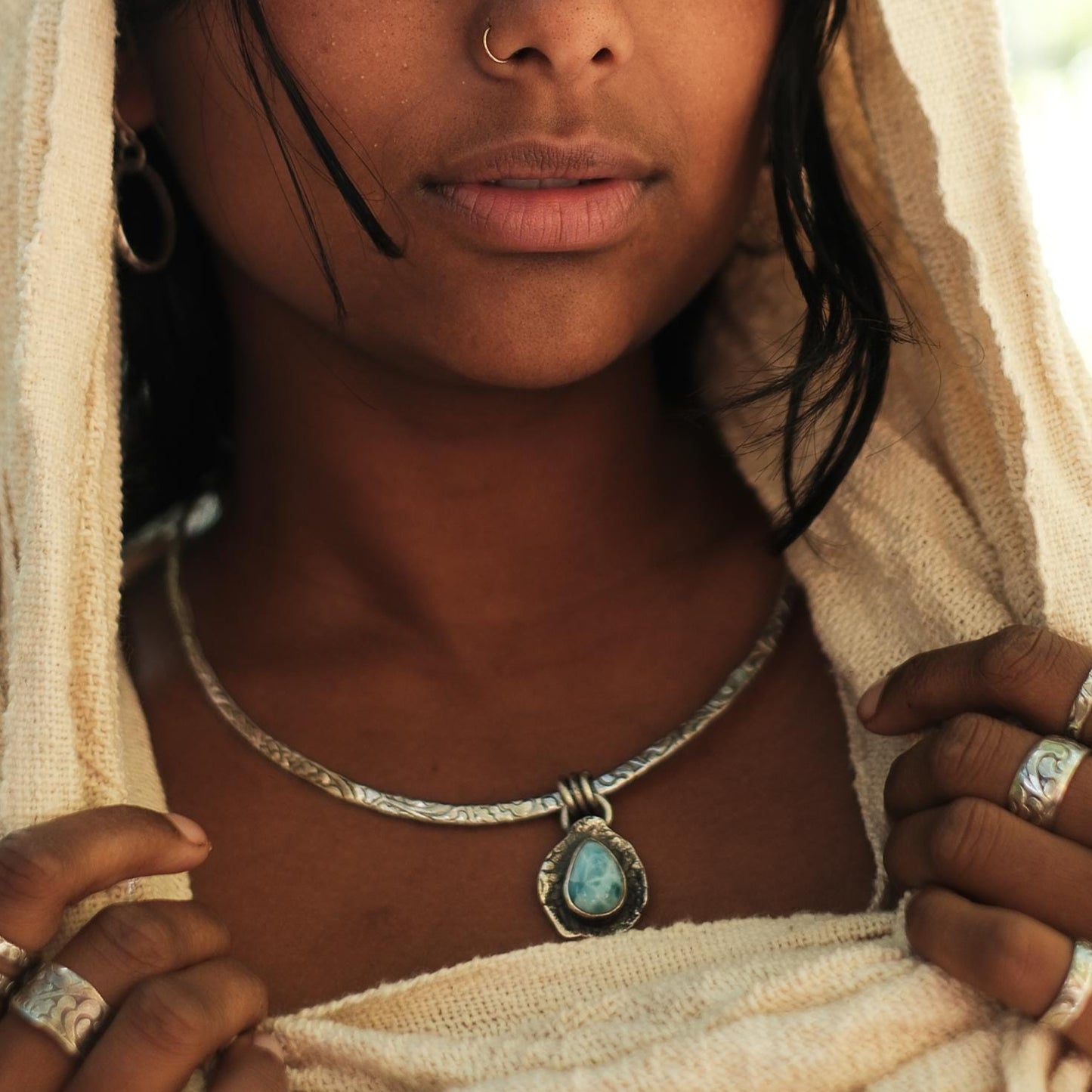 Larimar Tear Drop Pirate Inspired Pendant