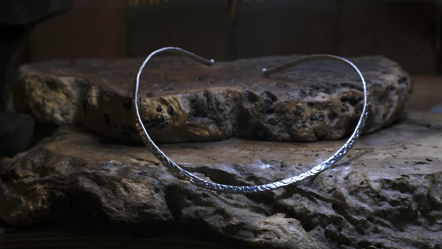 Hand Crafted Sterling Silver Choker with Arabesque Style Motif