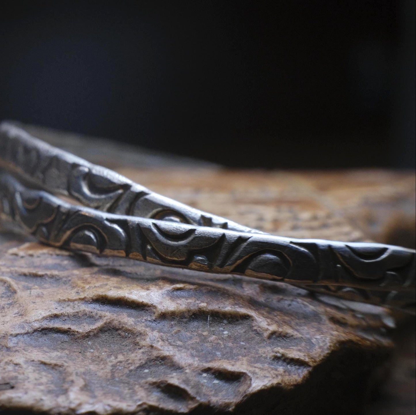 Double Bangles in Sterling Silver with Arabesque Motif Made to Order