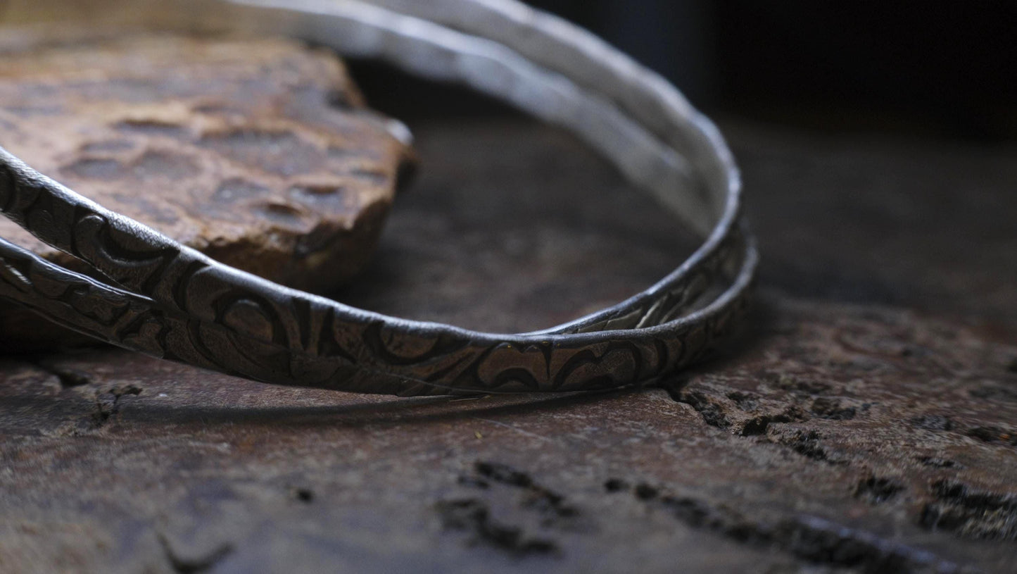 Double Bangles in Sterling Silver with Arabesque Motif Made to Order
