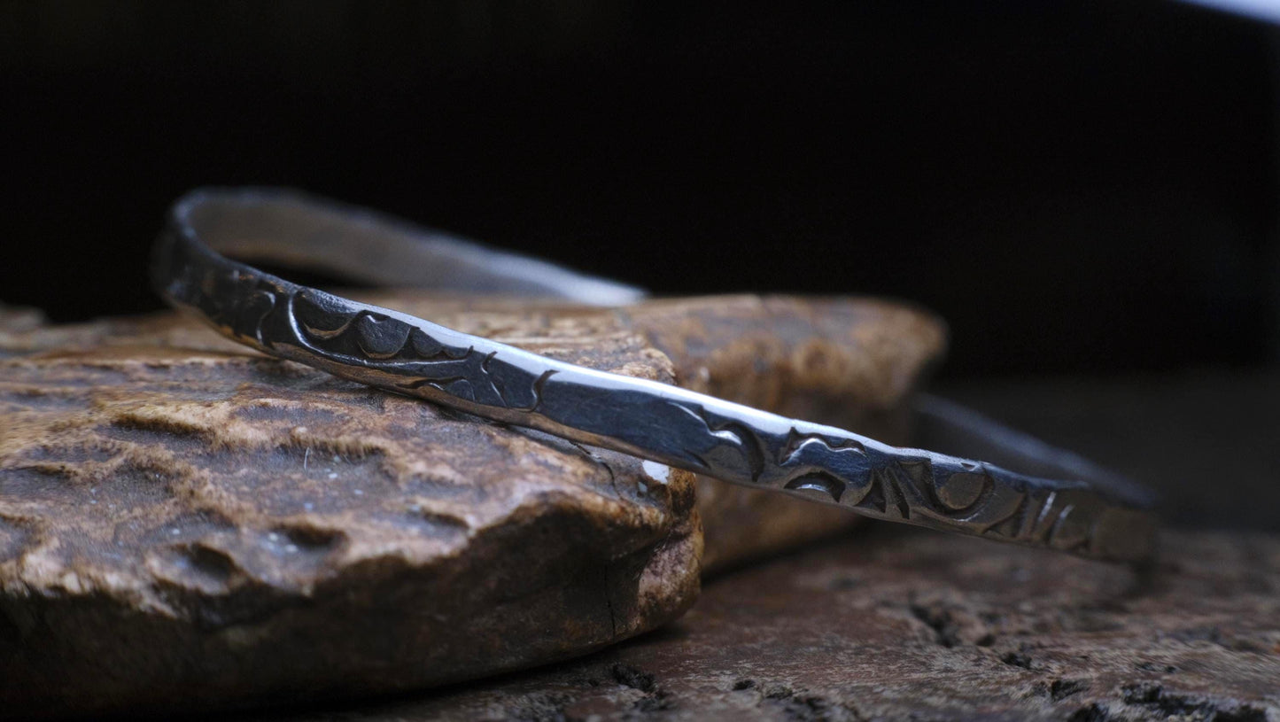 Pirate Inspired Sterling Silver Bangle Custom Sizes
