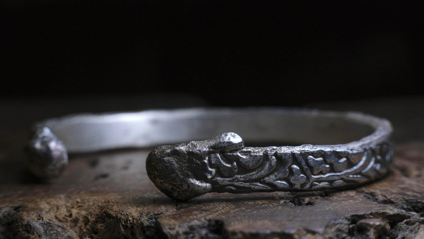Chunky Pirate Inspired Sterling Silver Textured Cuff