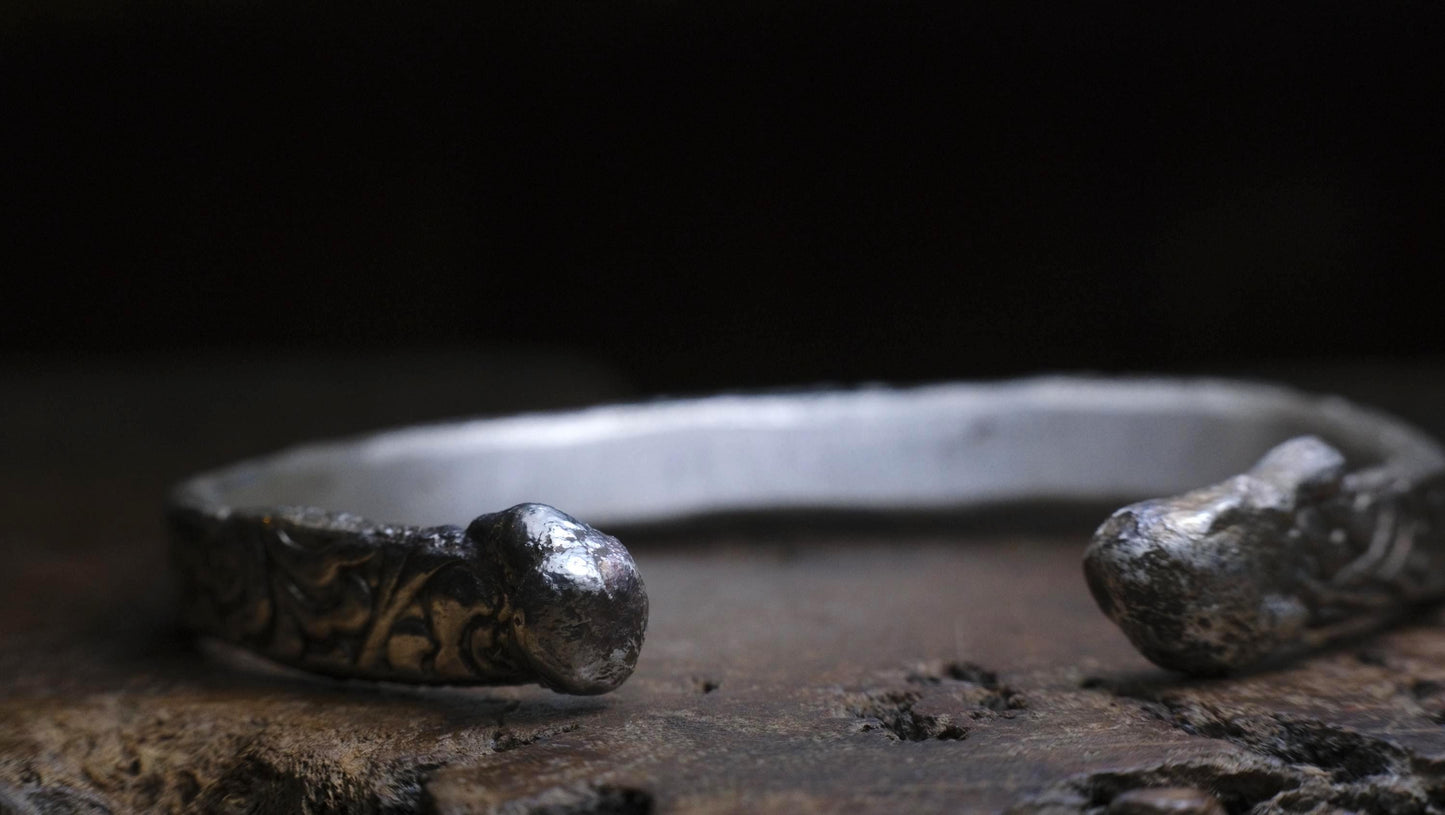 Chunky Pirate Inspired Sterling Silver Textured Cuff