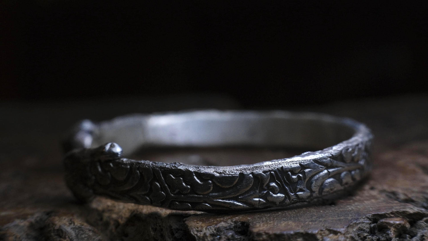 Chunky Pirate Inspired Sterling Silver Textured Cuff