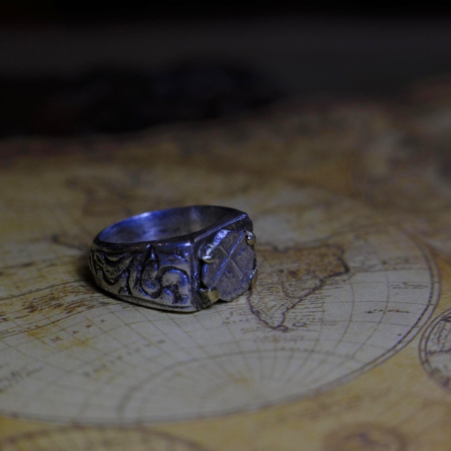 14ct Gold Set Late 1600's 1/2 Real on Sterling Silver Ring