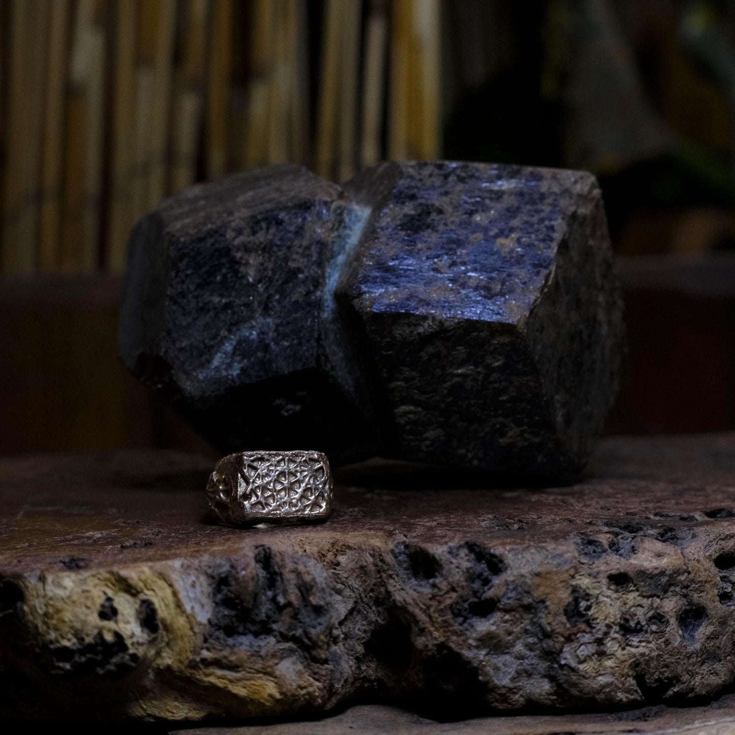 Brass Metatron's Cube Sacred Geometry Ring
