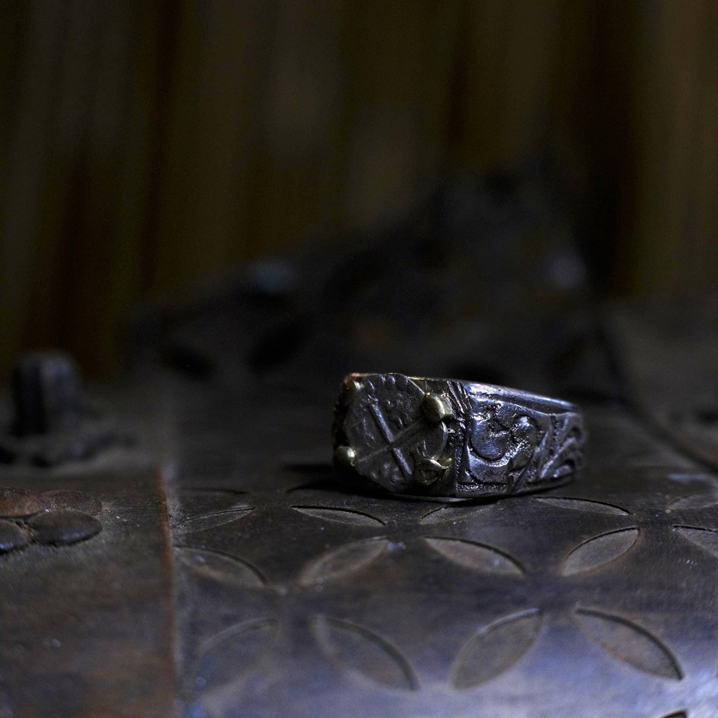 14ct Gold Set Late 1600's 1/2 Real on Sterling Silver Ring