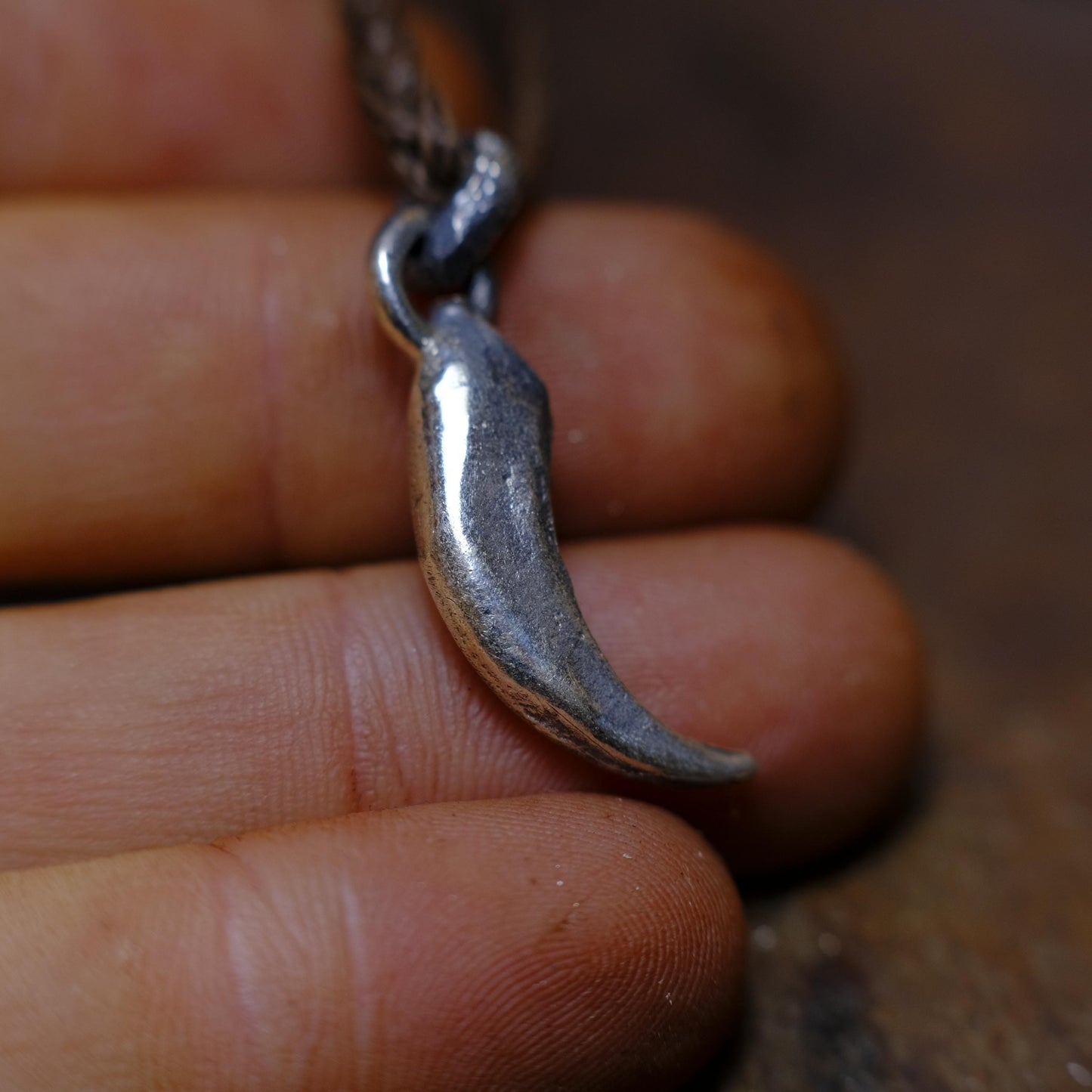 Silver Wedge Tailed Eagle Talon Small Pendant with Adjustable Hand Woven Style Necklace