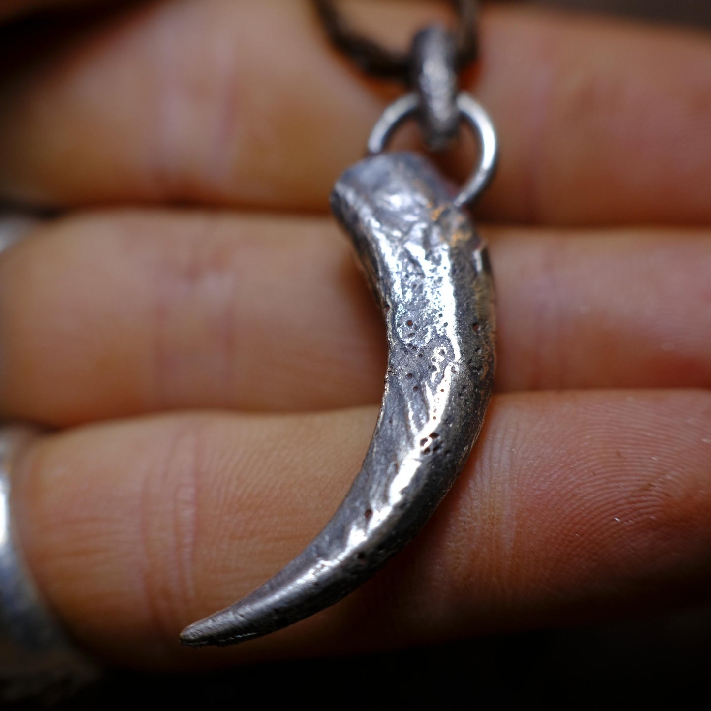 Silver Wedge Tailed Eagle Talon Large Pendant with Adjustable Hand Woven Style Necklace