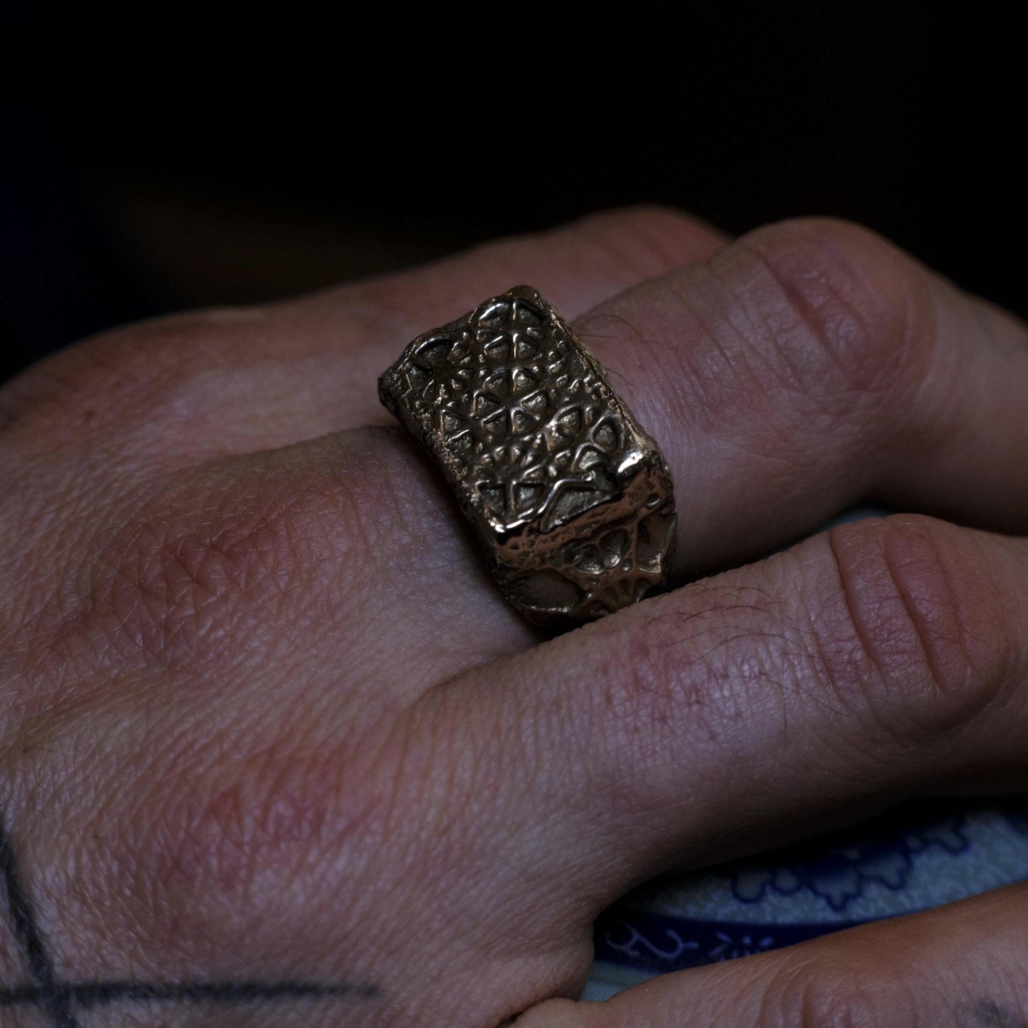Brass Metatron's Cube Sacred Geometry Ring