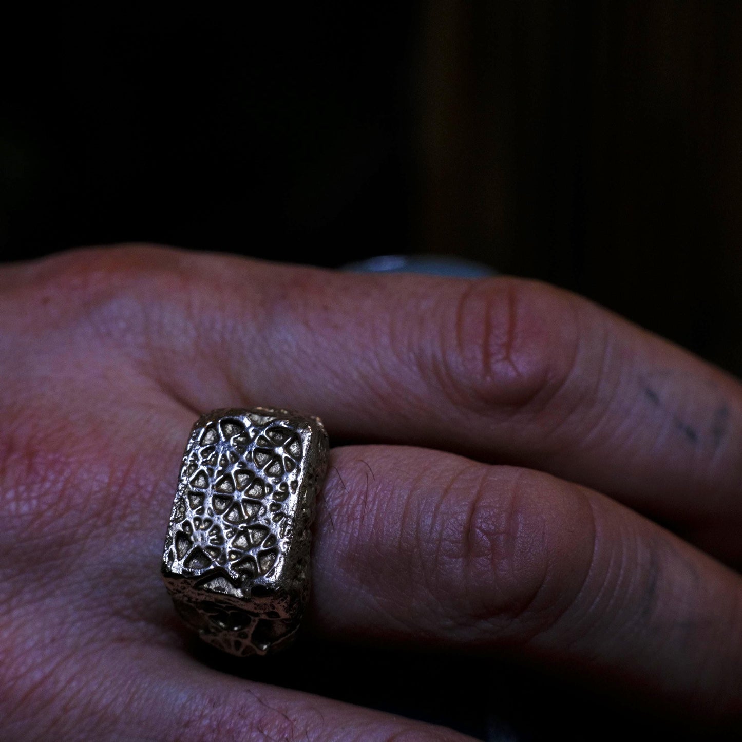 Brass Metatron's Cube Sacred Geometry Ring