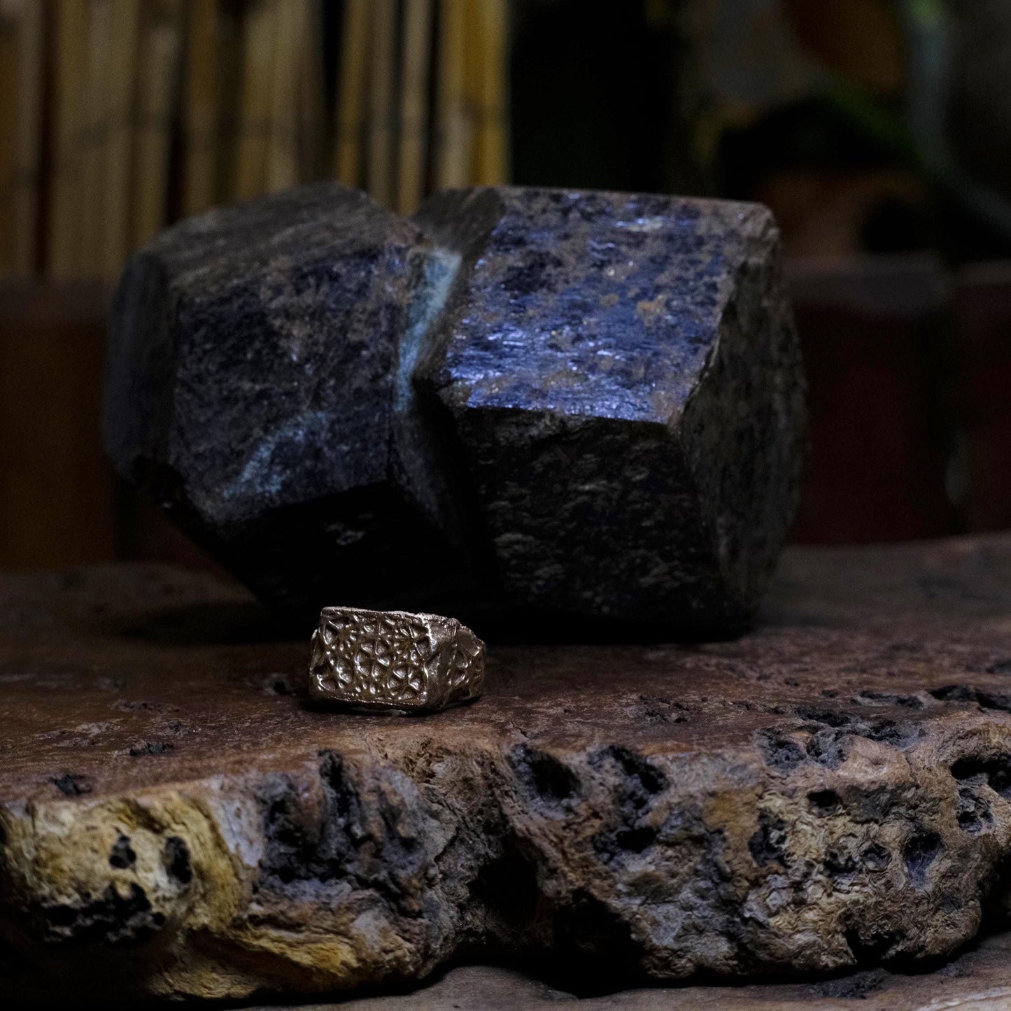 Brass Metatron's Cube Sacred Geometry Ring