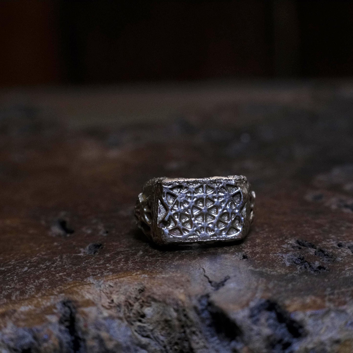 Brass Metatron's Cube Sacred Geometry Ring
