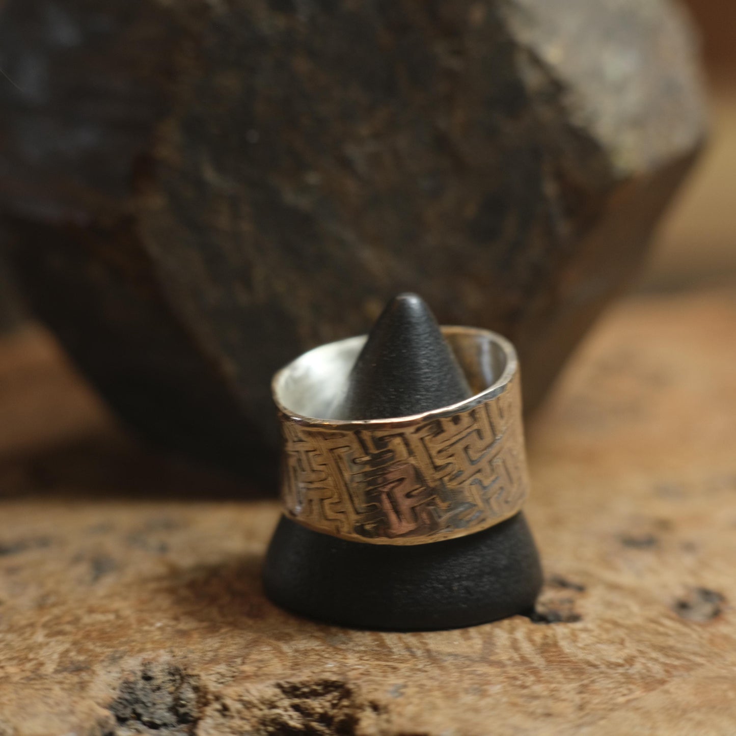 Handcrafted Wide Banded Ring US Size 12