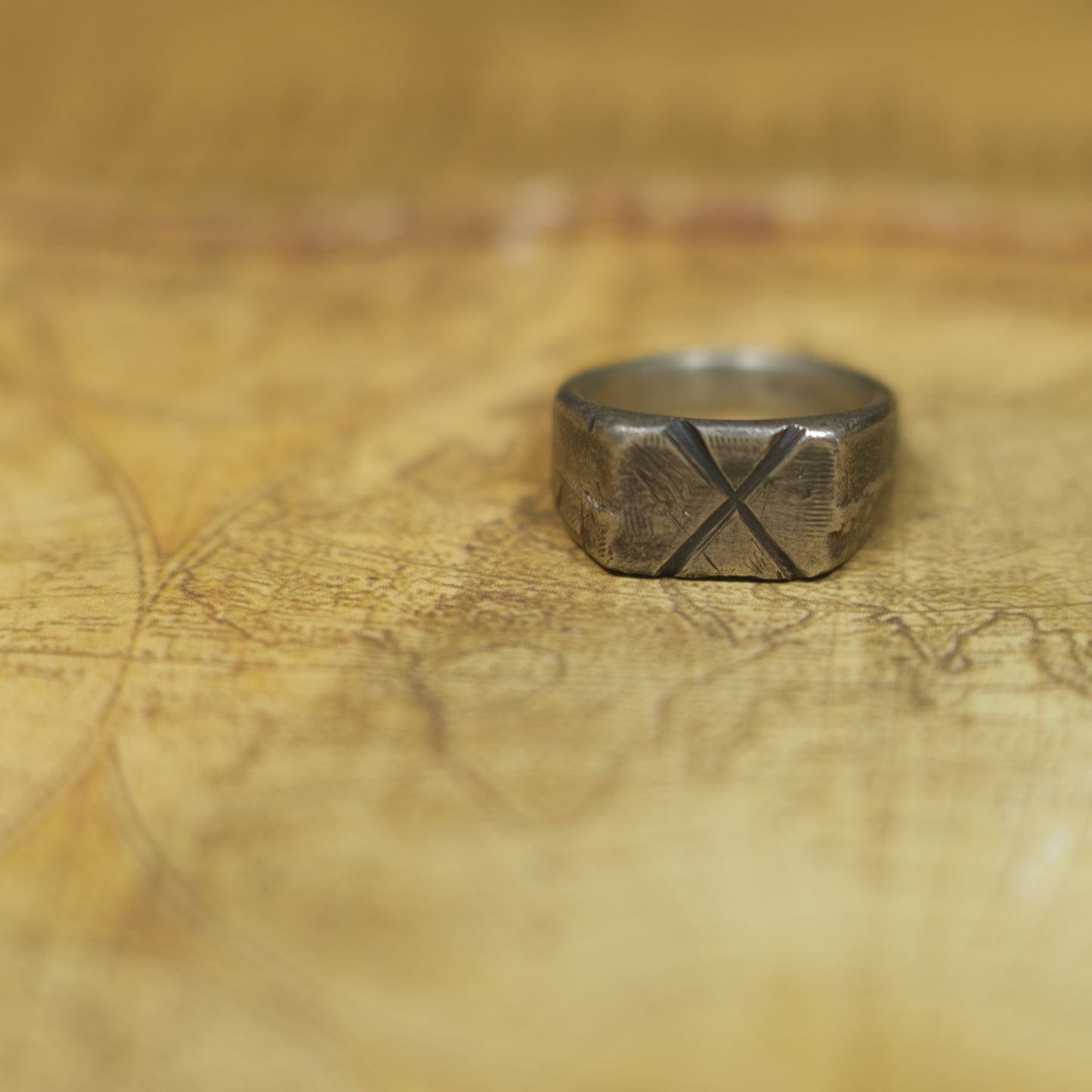 Hand Crafted Sterling Silver Pirate Inspired Signet Ring US Size 9