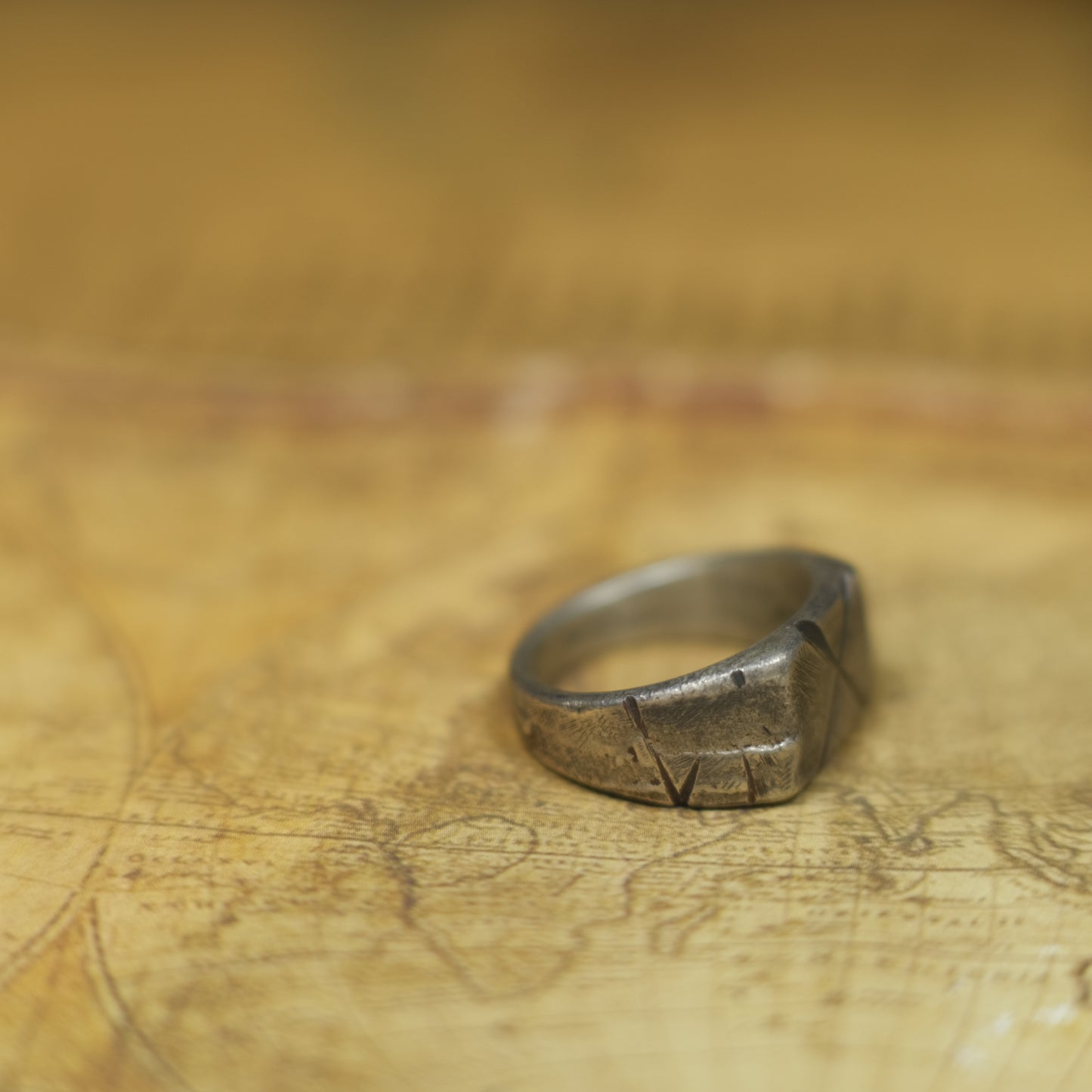 Hand Crafted Sterling Silver Pirate Inspired Signet Ring US Size 9