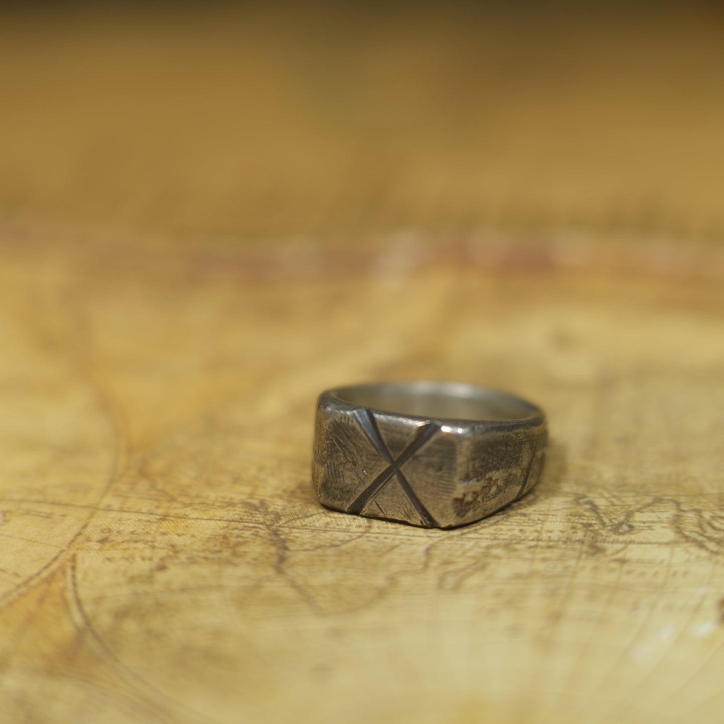 Hand Crafted Sterling Silver Pirate Inspired Signet Ring US Size 9