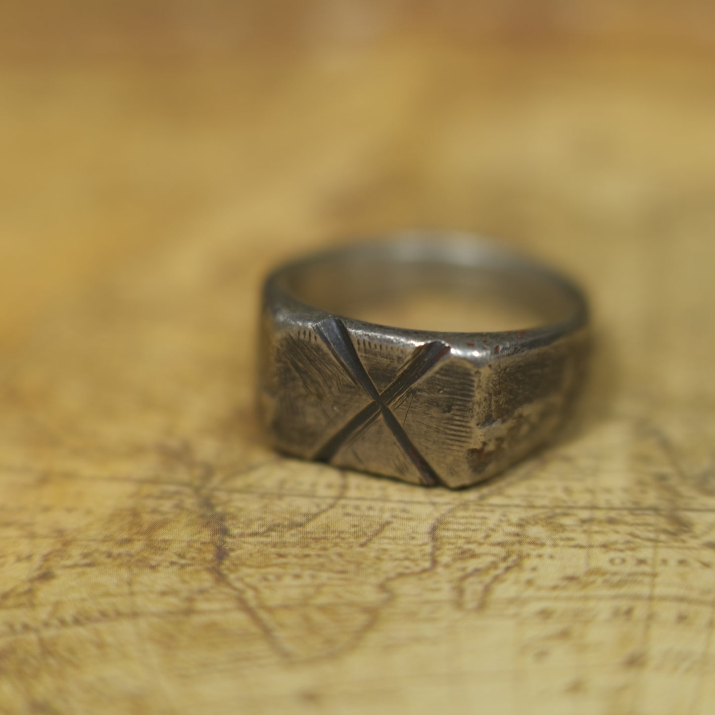 Hand Crafted Sterling Silver Pirate Inspired Signet Ring US Size 9