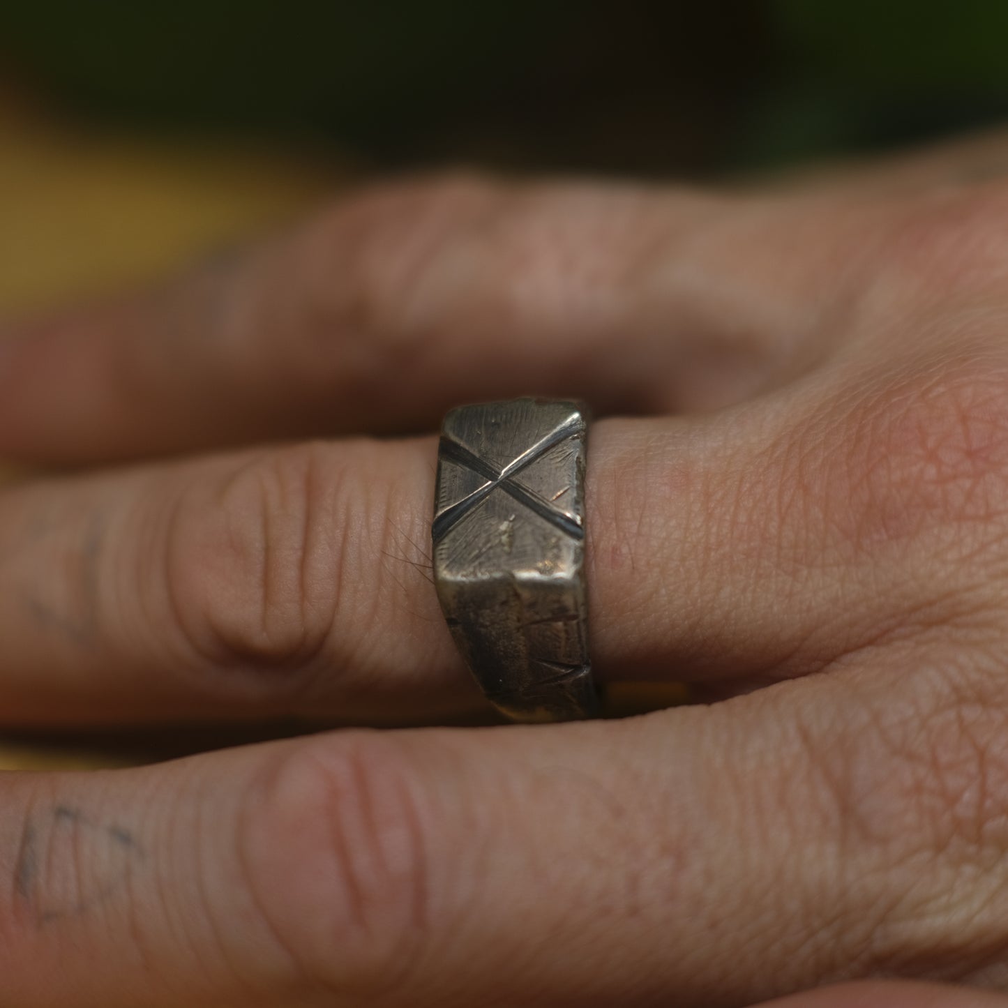 Hand Crafted Sterling Silver Pirate Inspired Signet Ring US Size 9