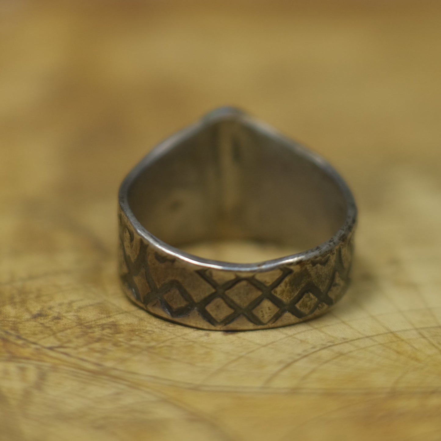 Solid Lightning Ridge Opal in Textured Silver Ring with Gold Embellishments ~ Bohemian Pirate Style / Band US Size 9.75