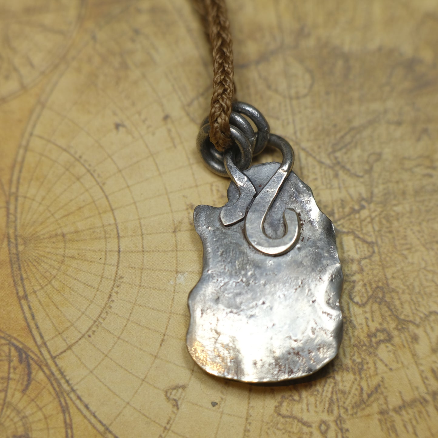 Sterling Silver Larimar Pendant on Braided Adjustable Cord OOAK