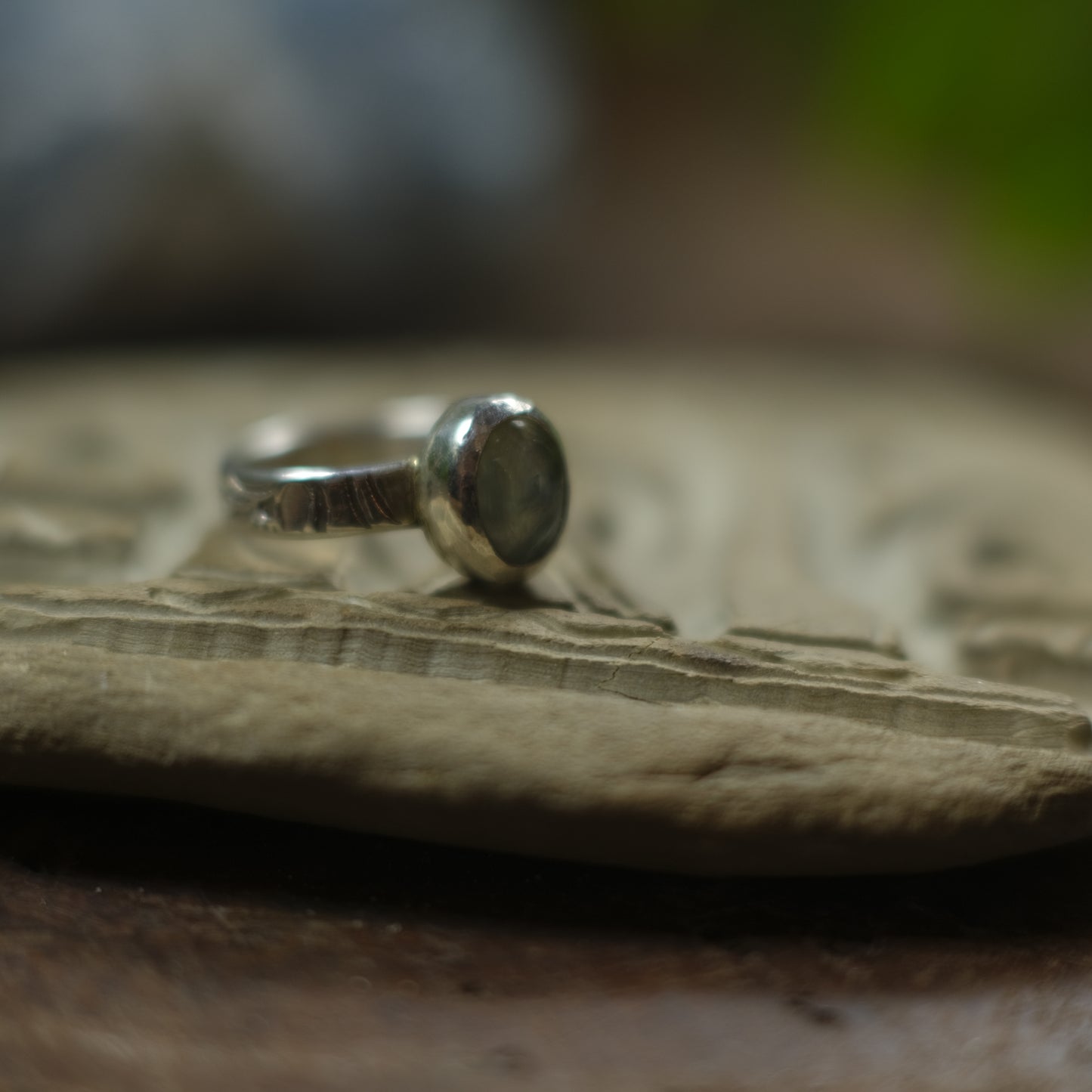 Prehnite and Sterling Silver Paisley Ring US Size 9
