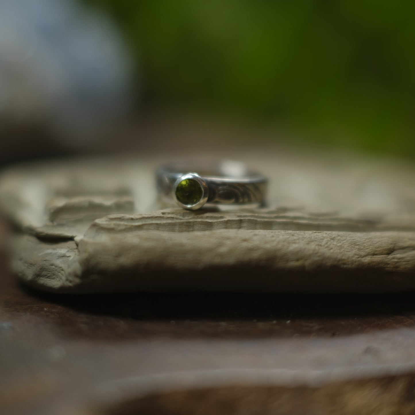 Peridot and Sterling Silver Paisley Ring US Size 7.5