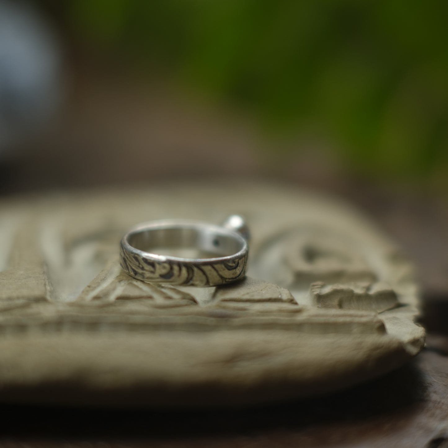Peridot and Sterling Silver Paisley Ring US Size 7.5