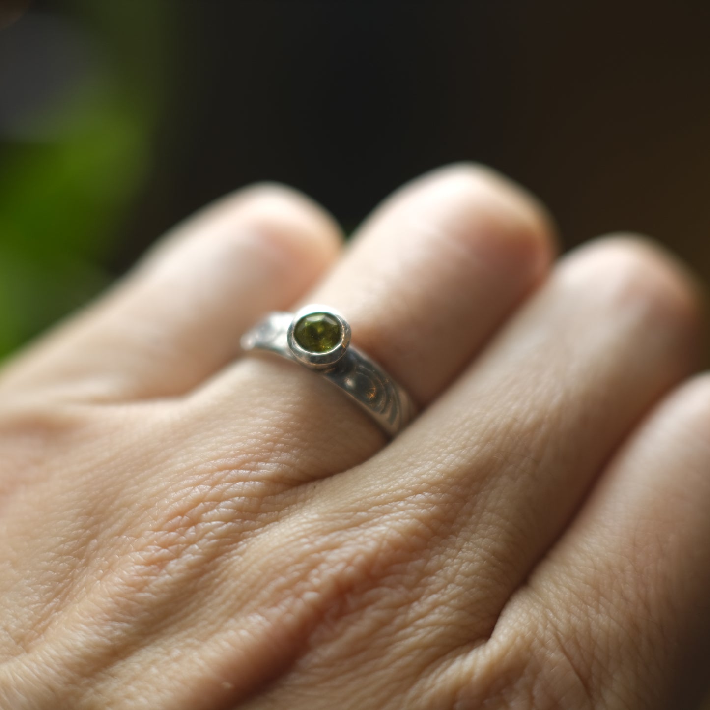 Peridot and Sterling Silver Paisley Ring US Size 7.5