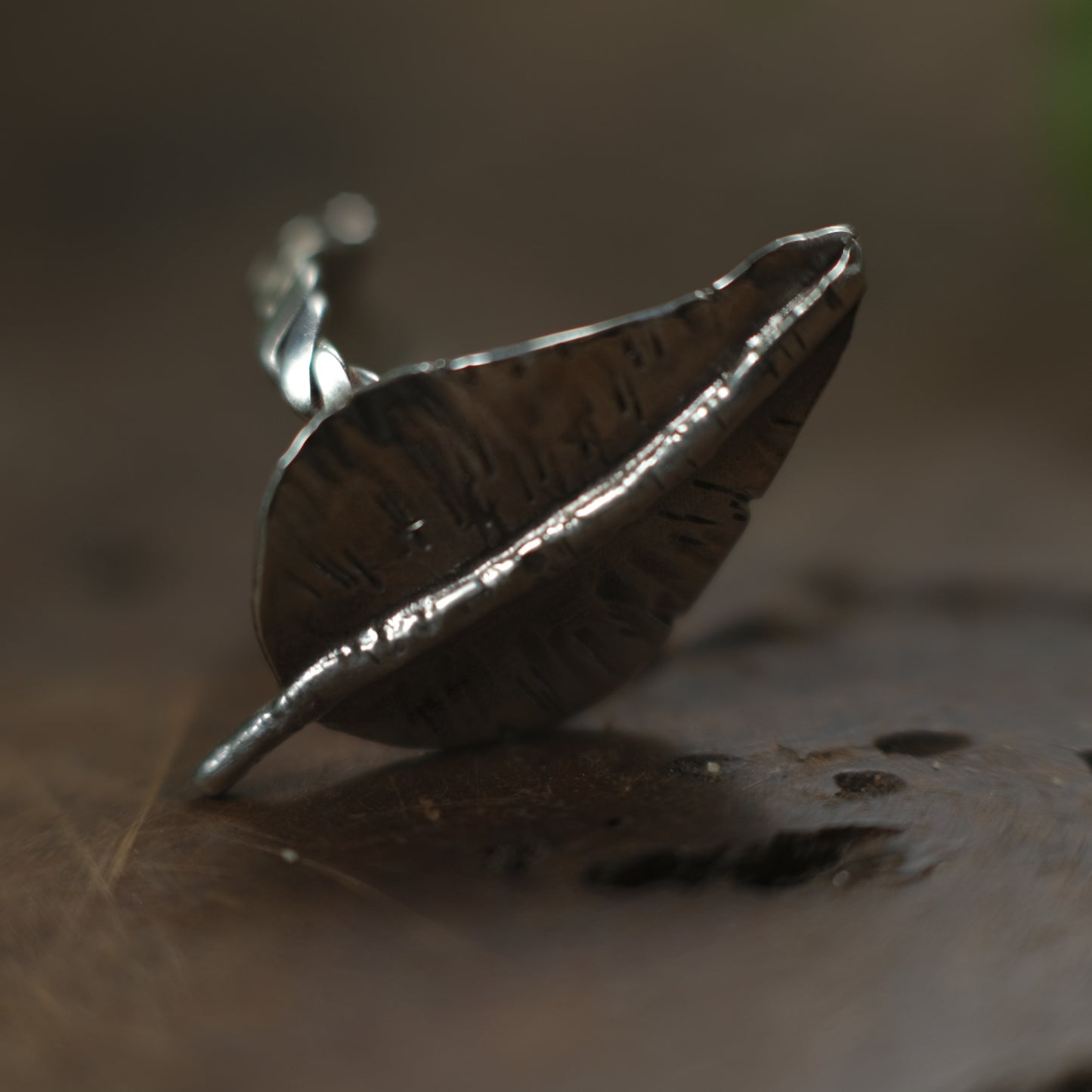 Sterling Silver Leaf Ring with Woven band US Size 7