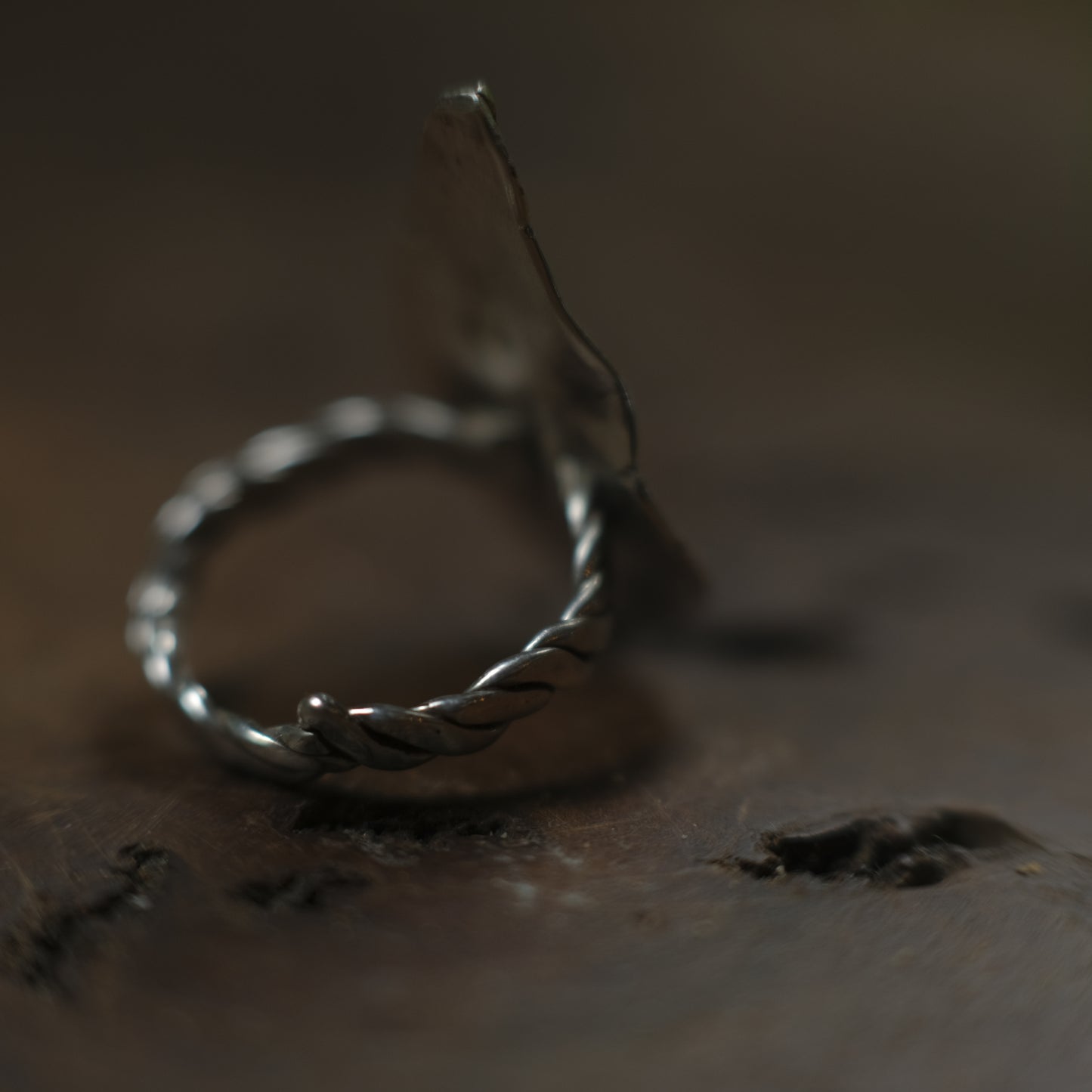 Sterling Silver Leaf Ring with Woven band US Size 7