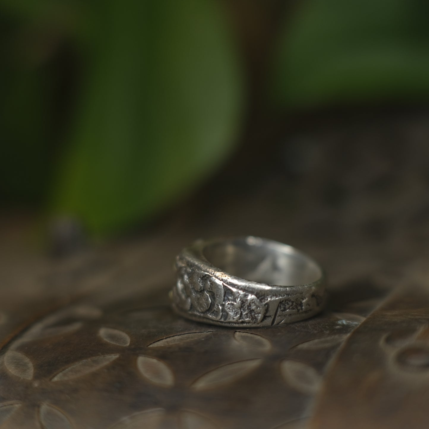 14ct Gold Set Late 1600's Spanish 1/2 Real on Sterling Silver Ring