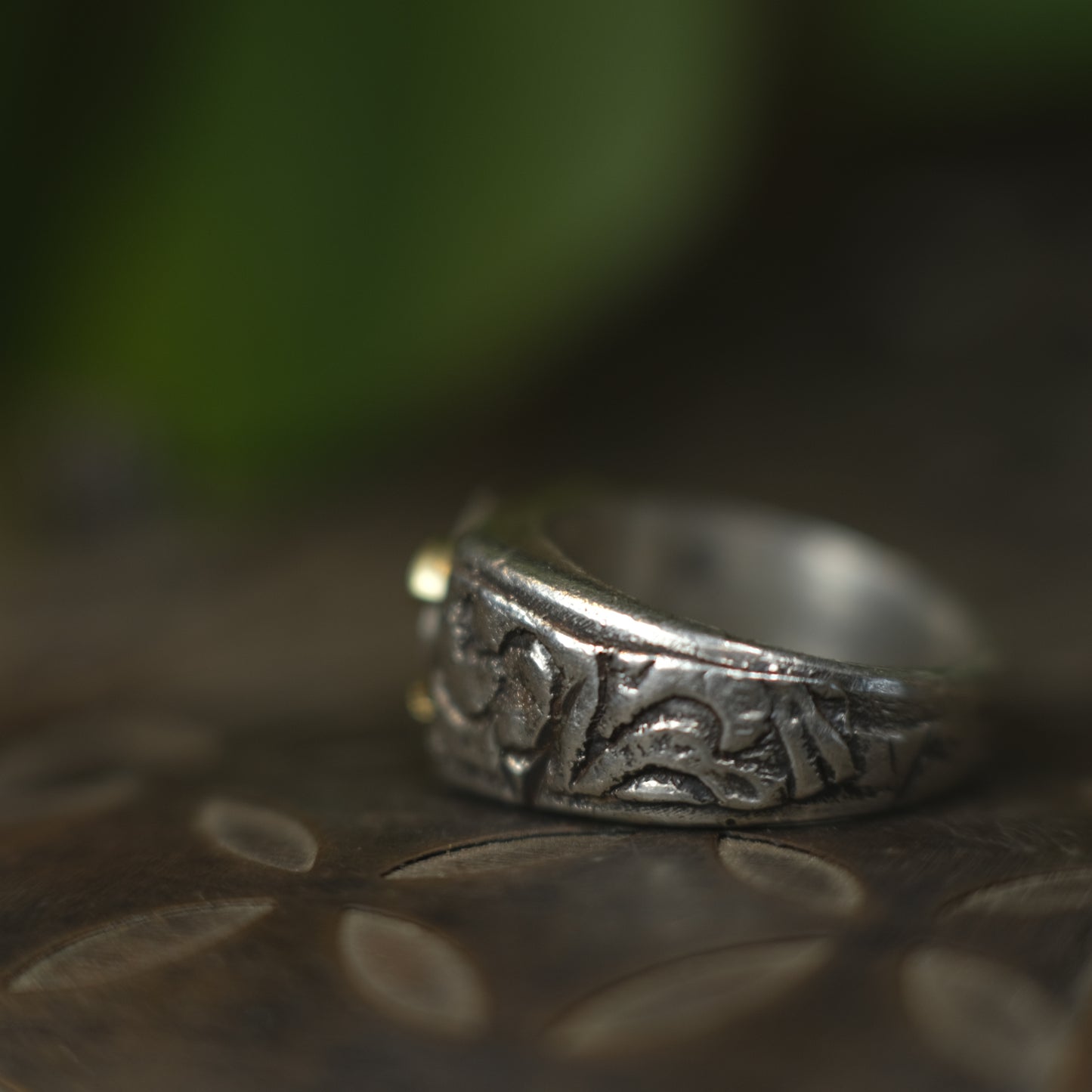 14ct Gold Set Late 1600's Spanish 1/2 Real on Sterling Silver Ring