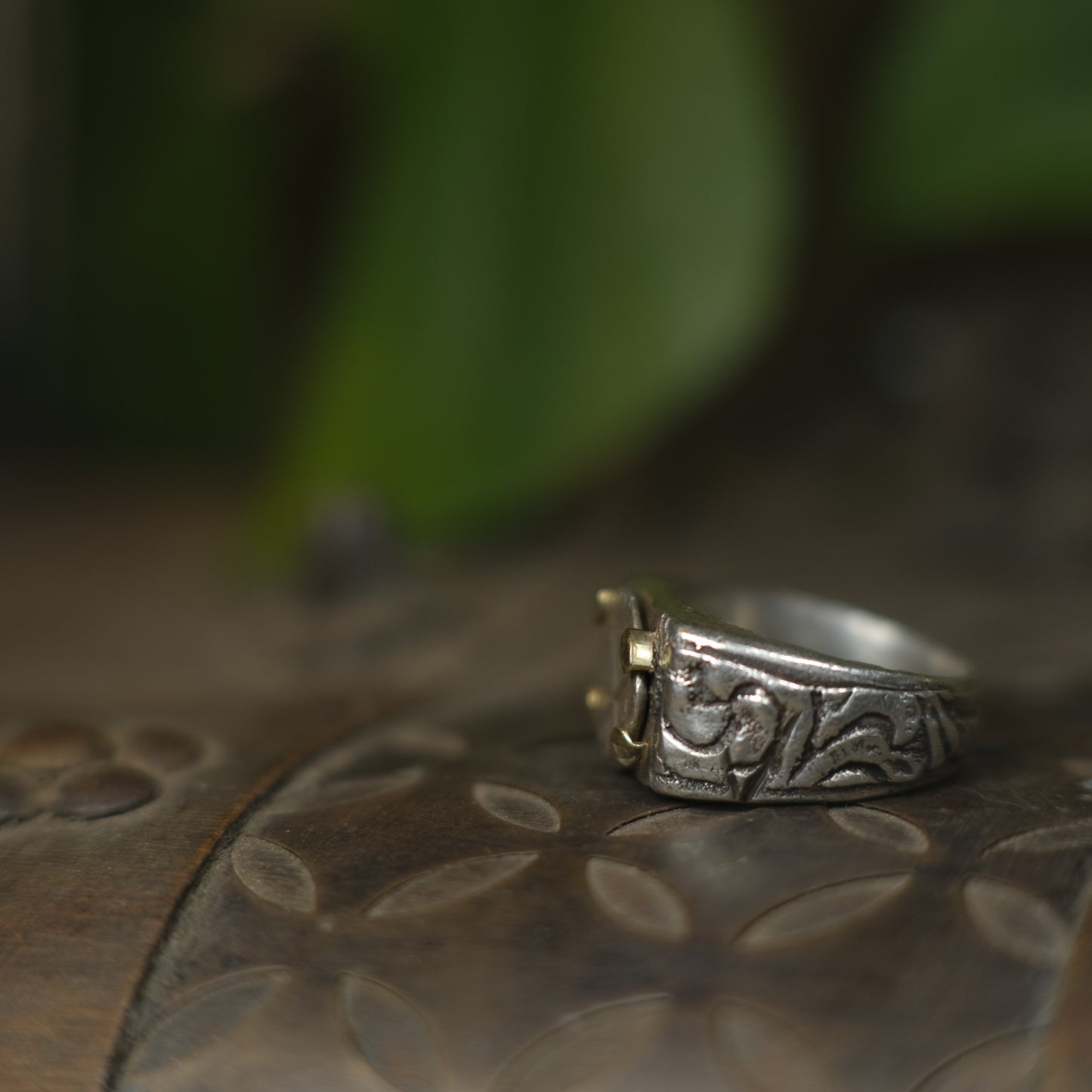 14ct Gold Set Late 1600's Spanish 1/2 Real on Sterling Silver Ring