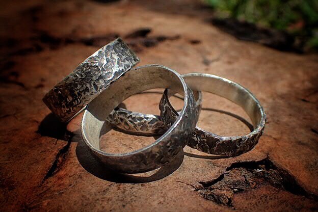 Unique Hammered Textured Rustic Rugged Oxidised Distressed Silver Ring / Band US Sizes