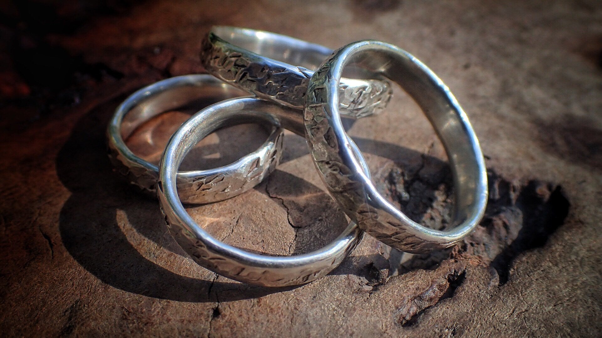 Hammered Textured Unique Finish Silver Ring / Band US Sizes