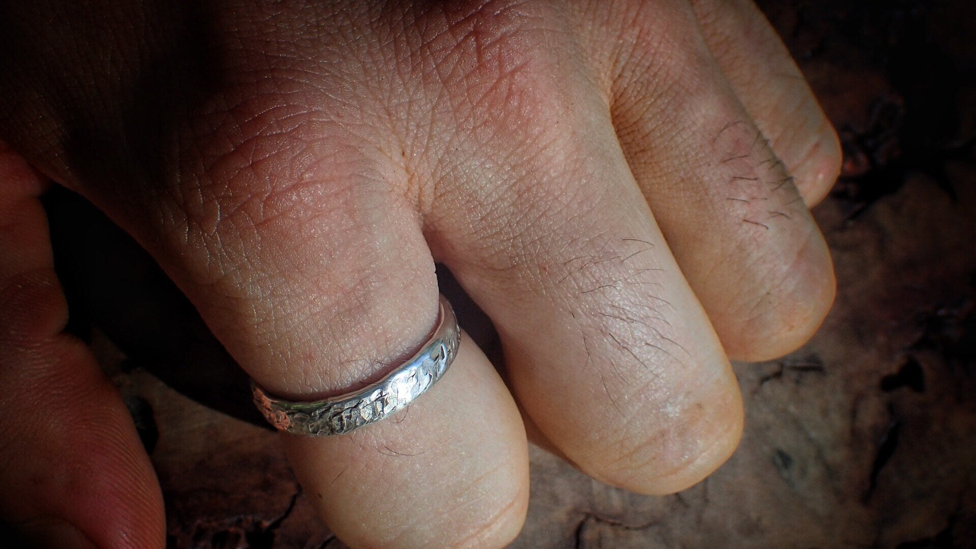 Hammered Textured Unique Finish Silver Ring / Band US Sizes