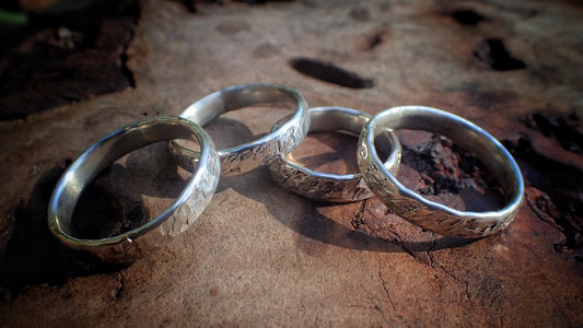Hammered Textured Unique Finish Silver Ring / Band US Sizes