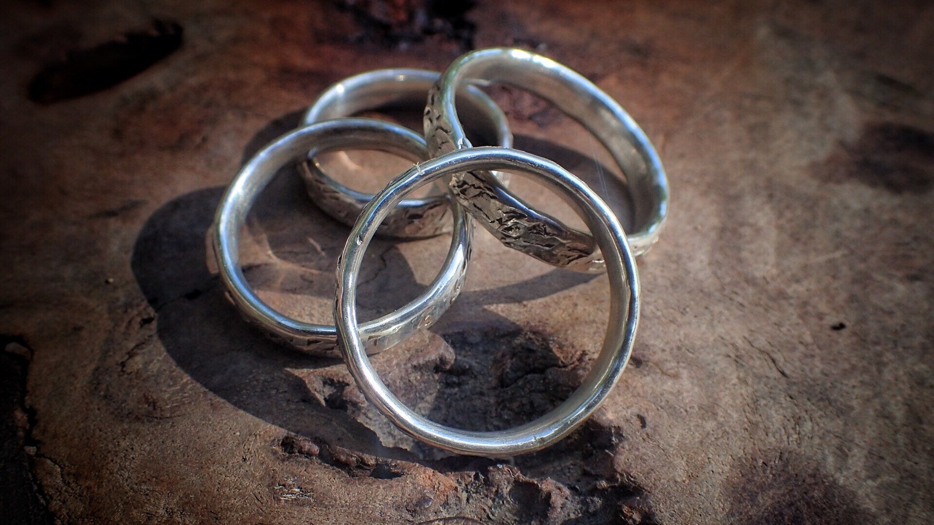 Hammered Textured Unique Finish Silver Ring / Band US Sizes
