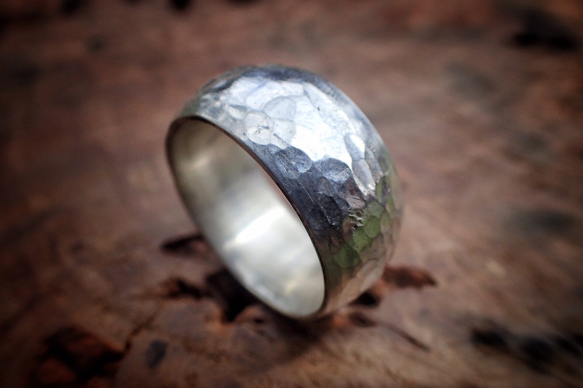 Chunky Hammered Silver Ring / Band US Size 8