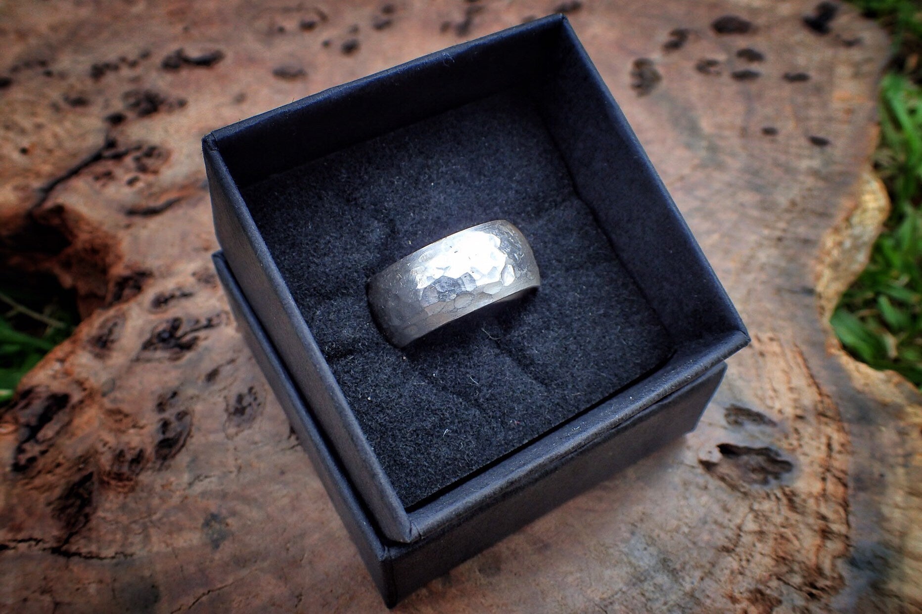 Chunky Hammered Silver Ring / Band US Size 8