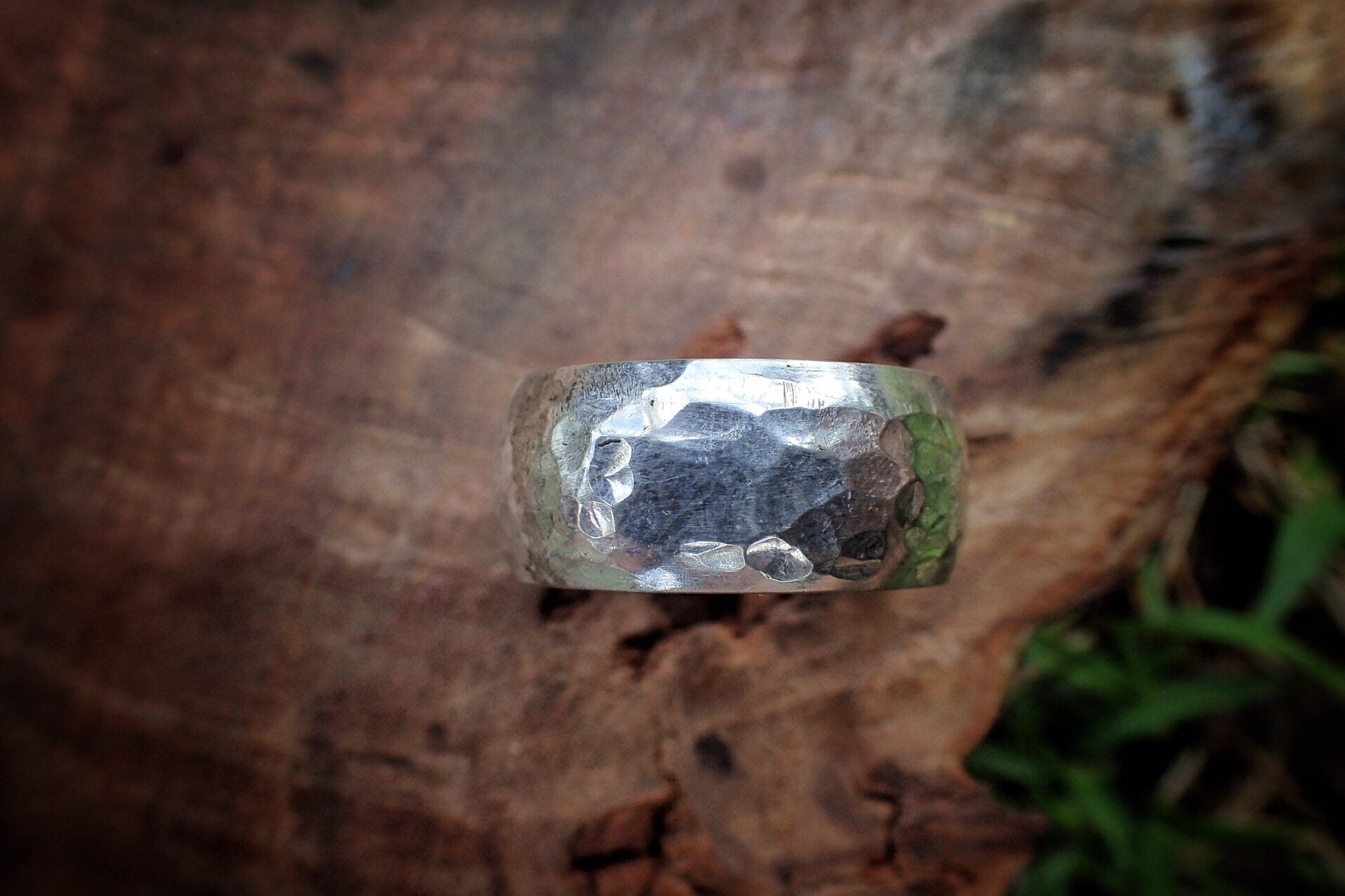 Chunky Hammered Silver Ring / Band US Size 8
