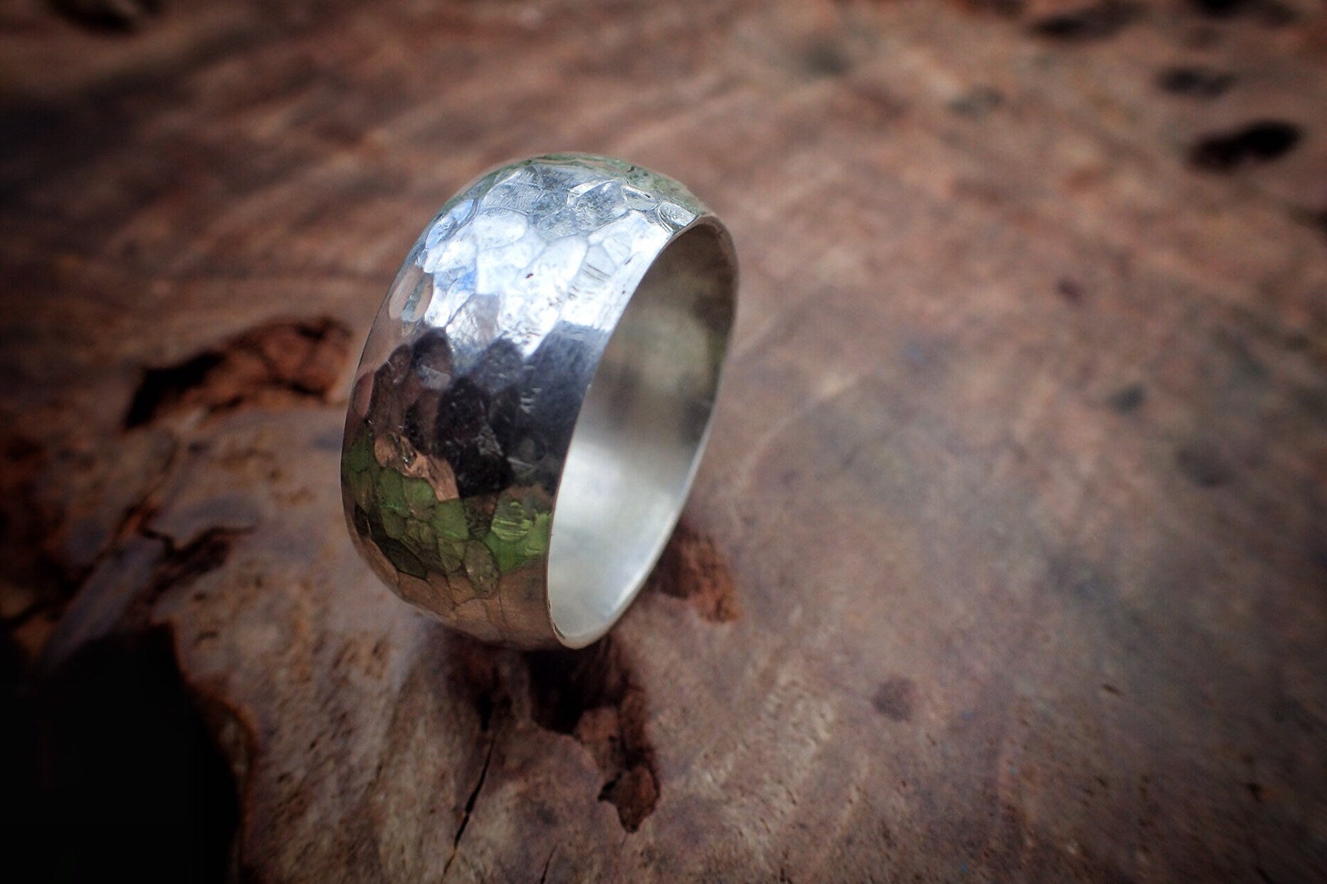 Chunky Hammered Silver Ring / Band US Size 8