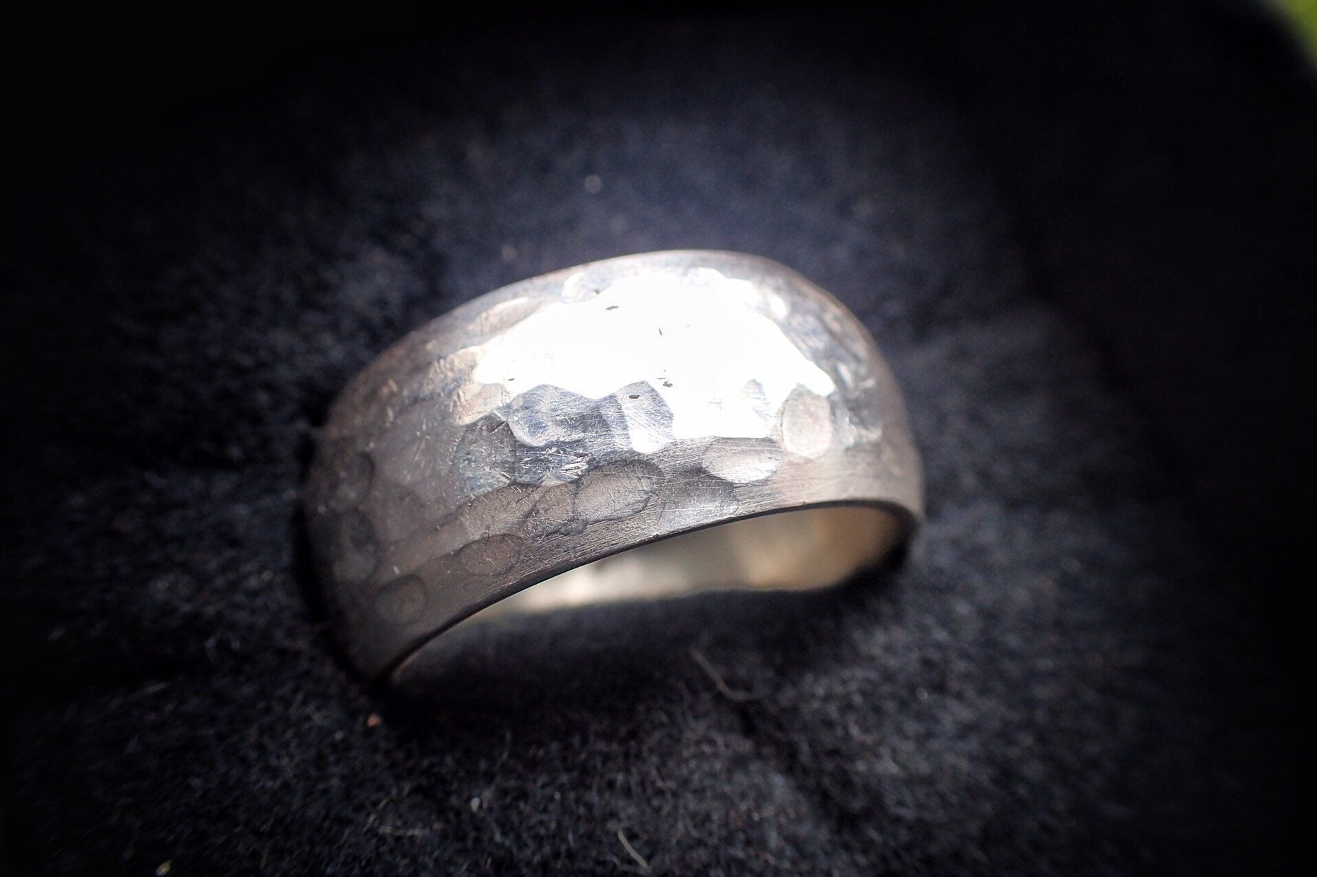Chunky Hammered Silver Ring / Band US Size 8