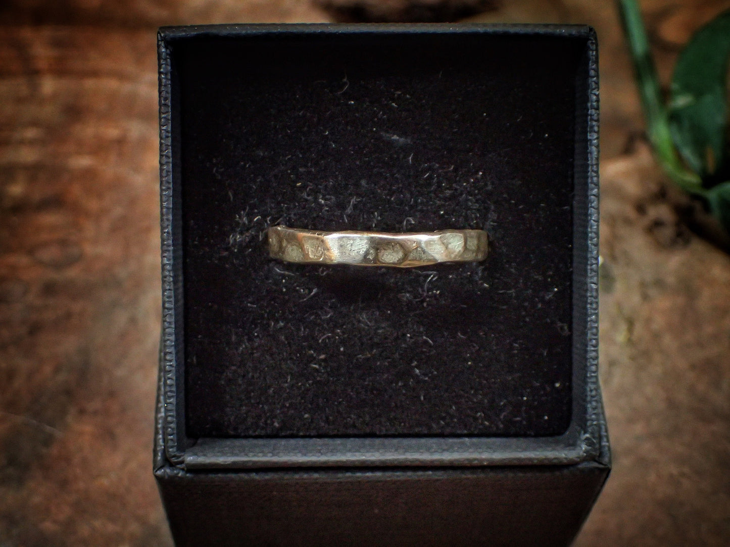 Hammered Textured Unique Rustic 9ct Gold Ring / Band US Sizes