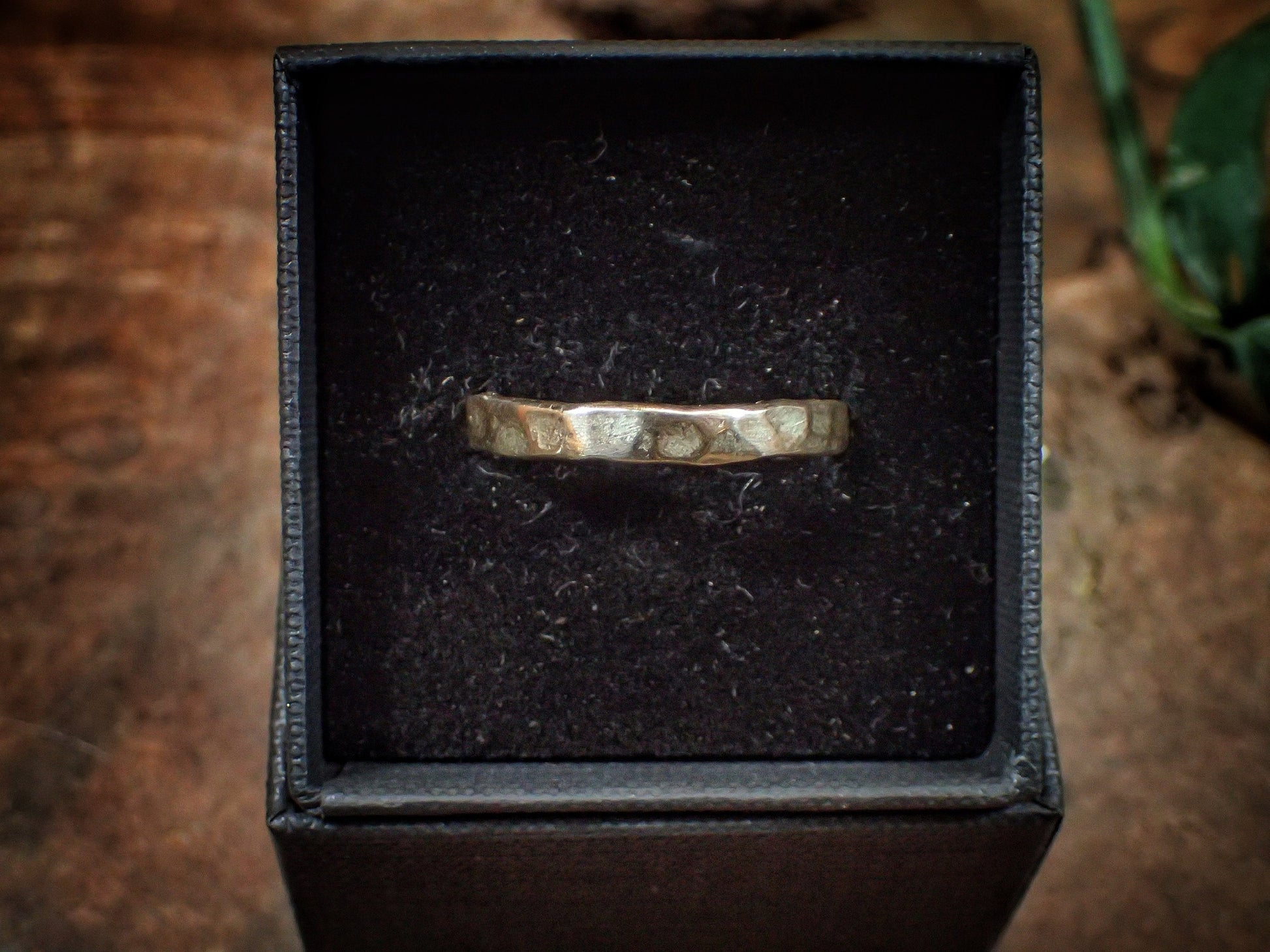Hammered Textured Unique Rustic 9ct Gold Ring / Band US Sizes