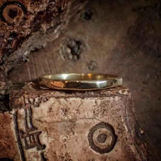 Hammered Textured Unique Rustic 9ct Gold Ring / Band US Sizes