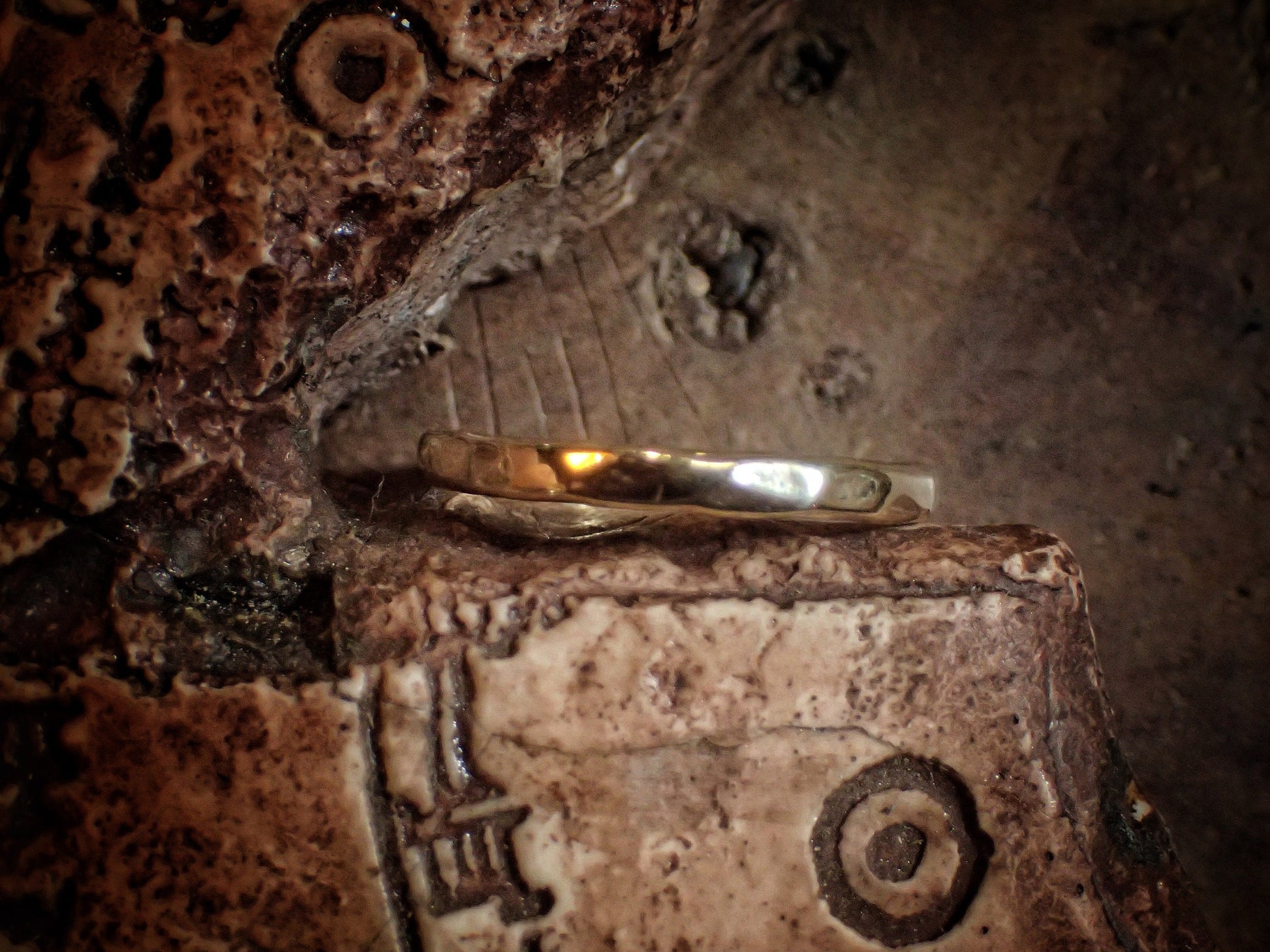 Hammered Textured Unique Rustic 9ct Gold Ring / Band US Sizes
