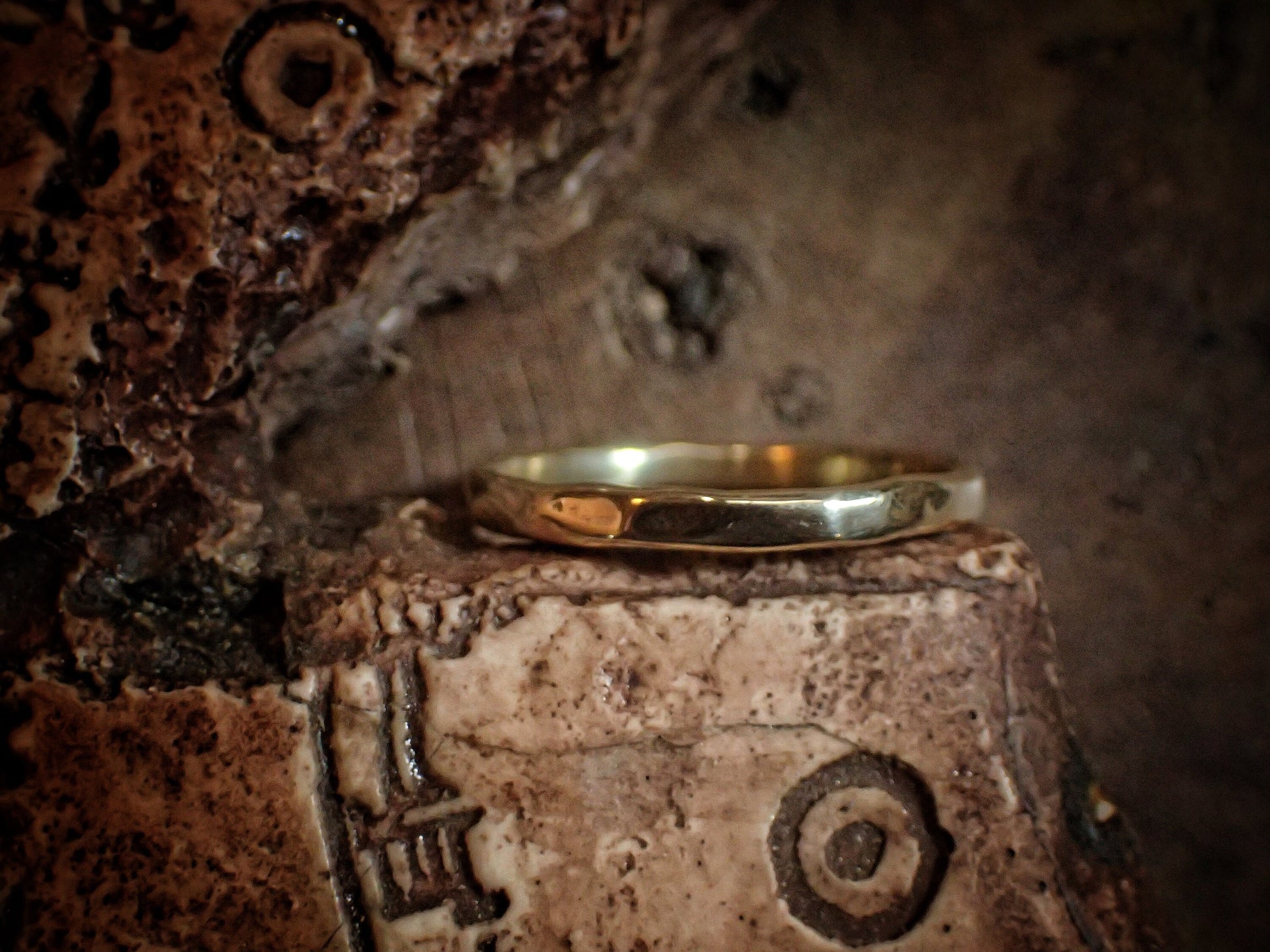 Hammered Textured Unique Rustic 9ct Gold Ring / Band US Sizes
